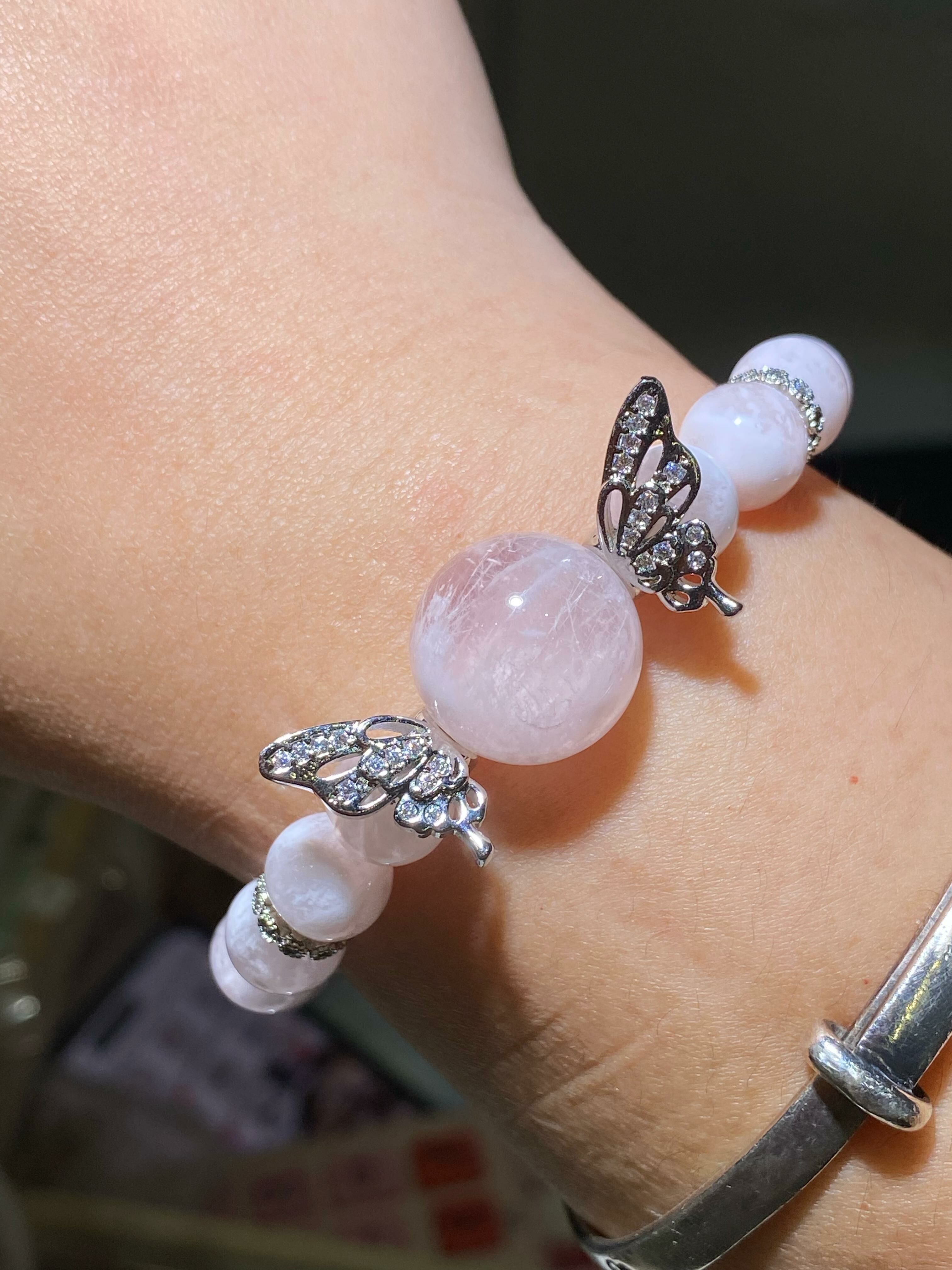 粉雪花幽靈配蝴蝶大珠DIY