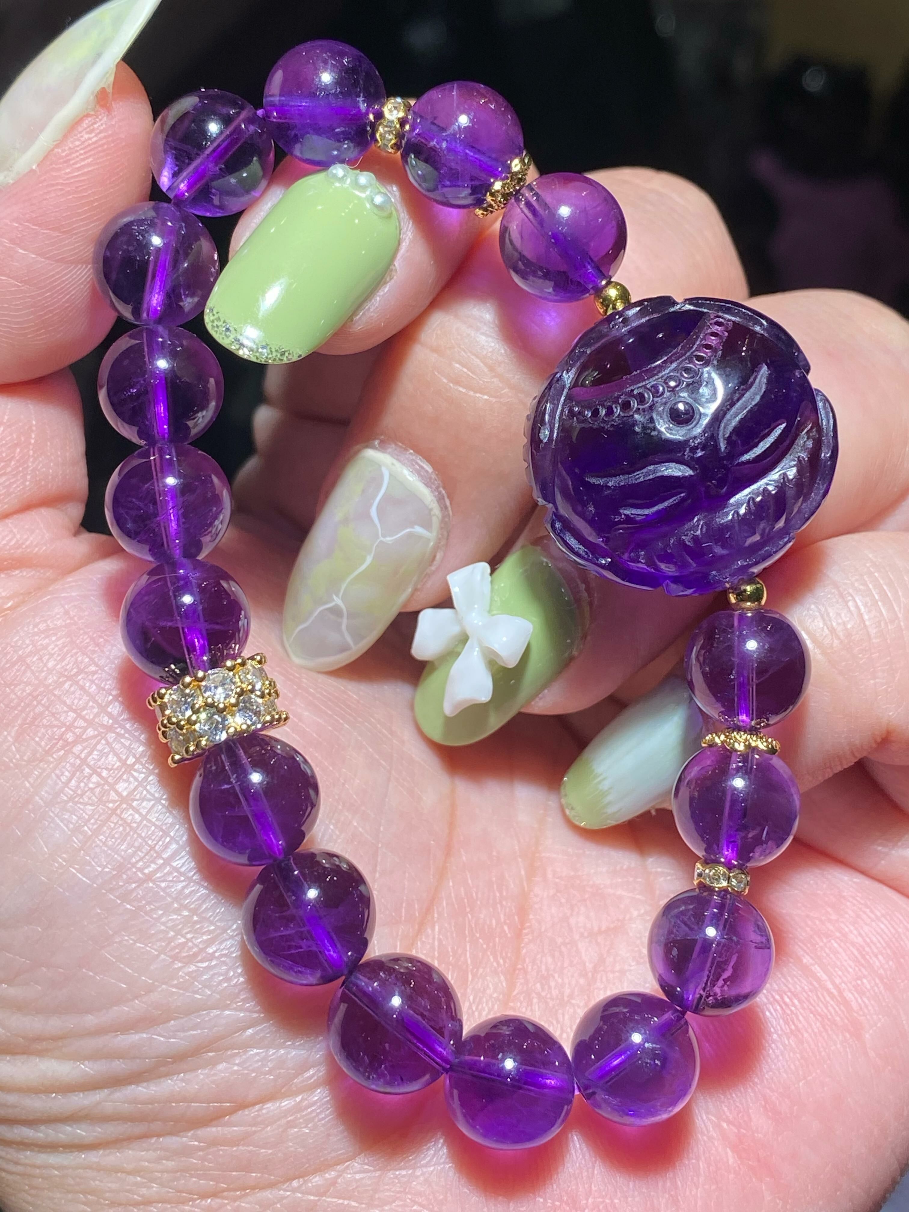 紫水晶配荷花九尾狐