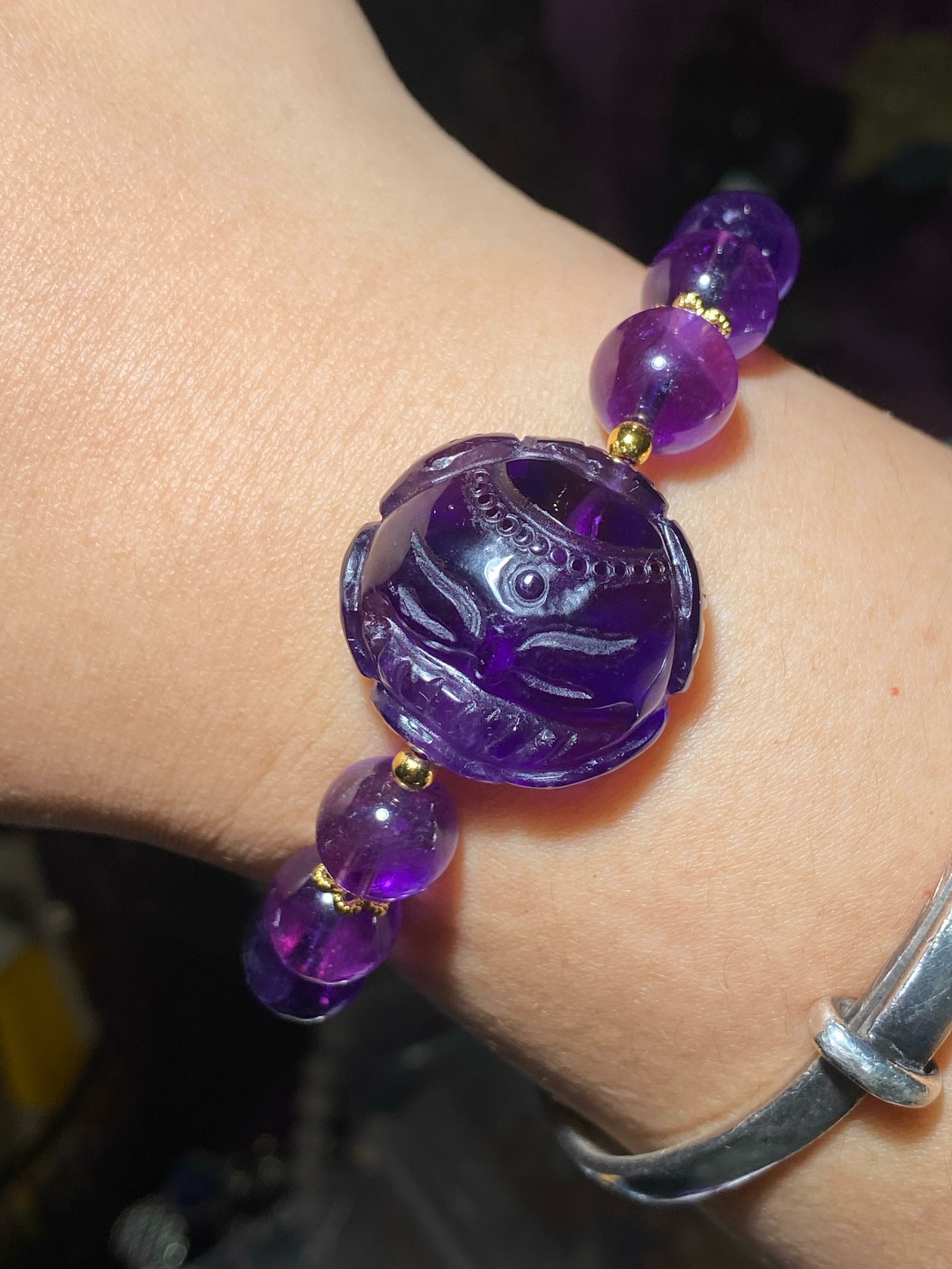 紫水晶配荷花九尾狐