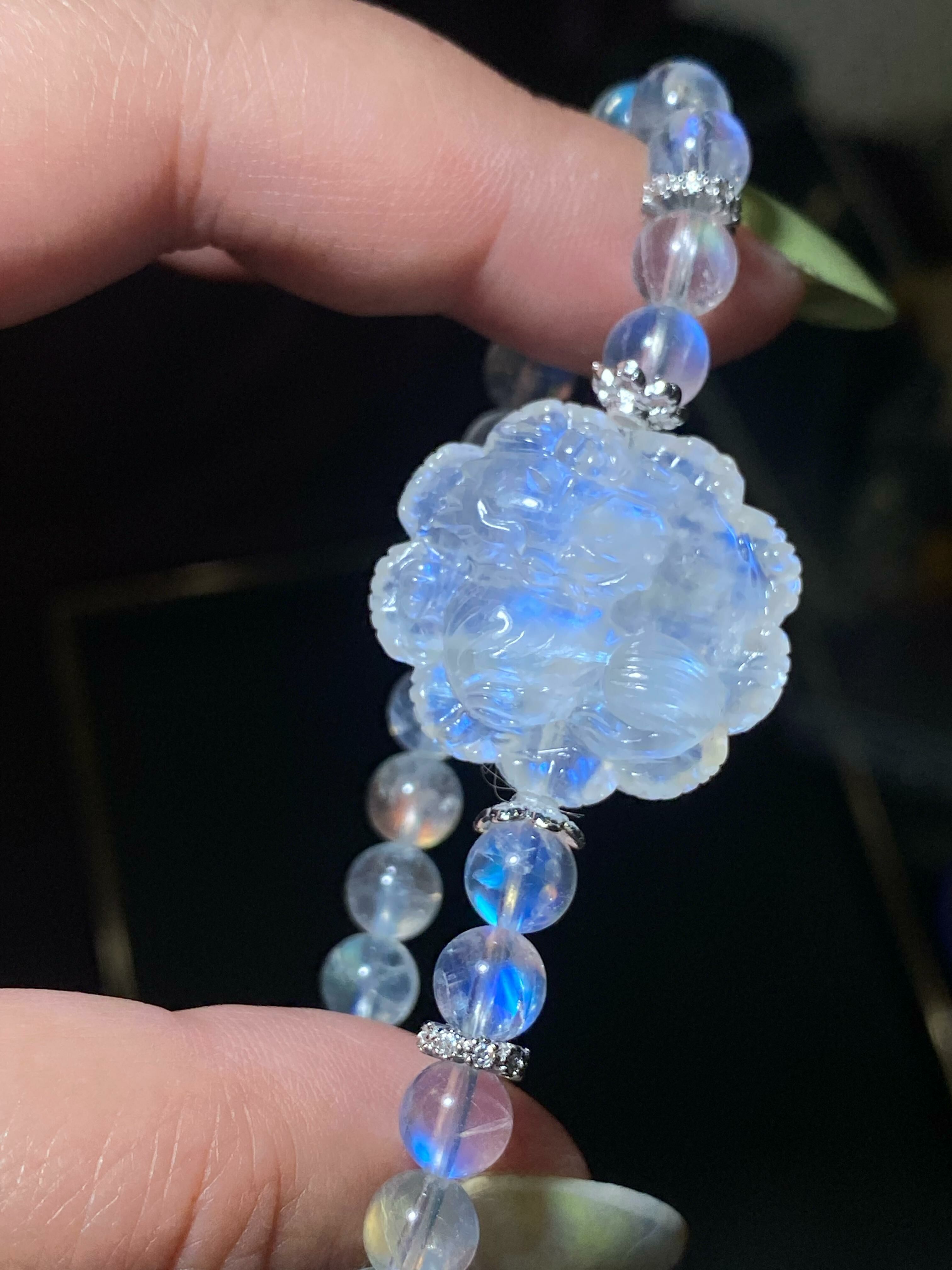 玻璃體印度藍光月亮配九尾狐