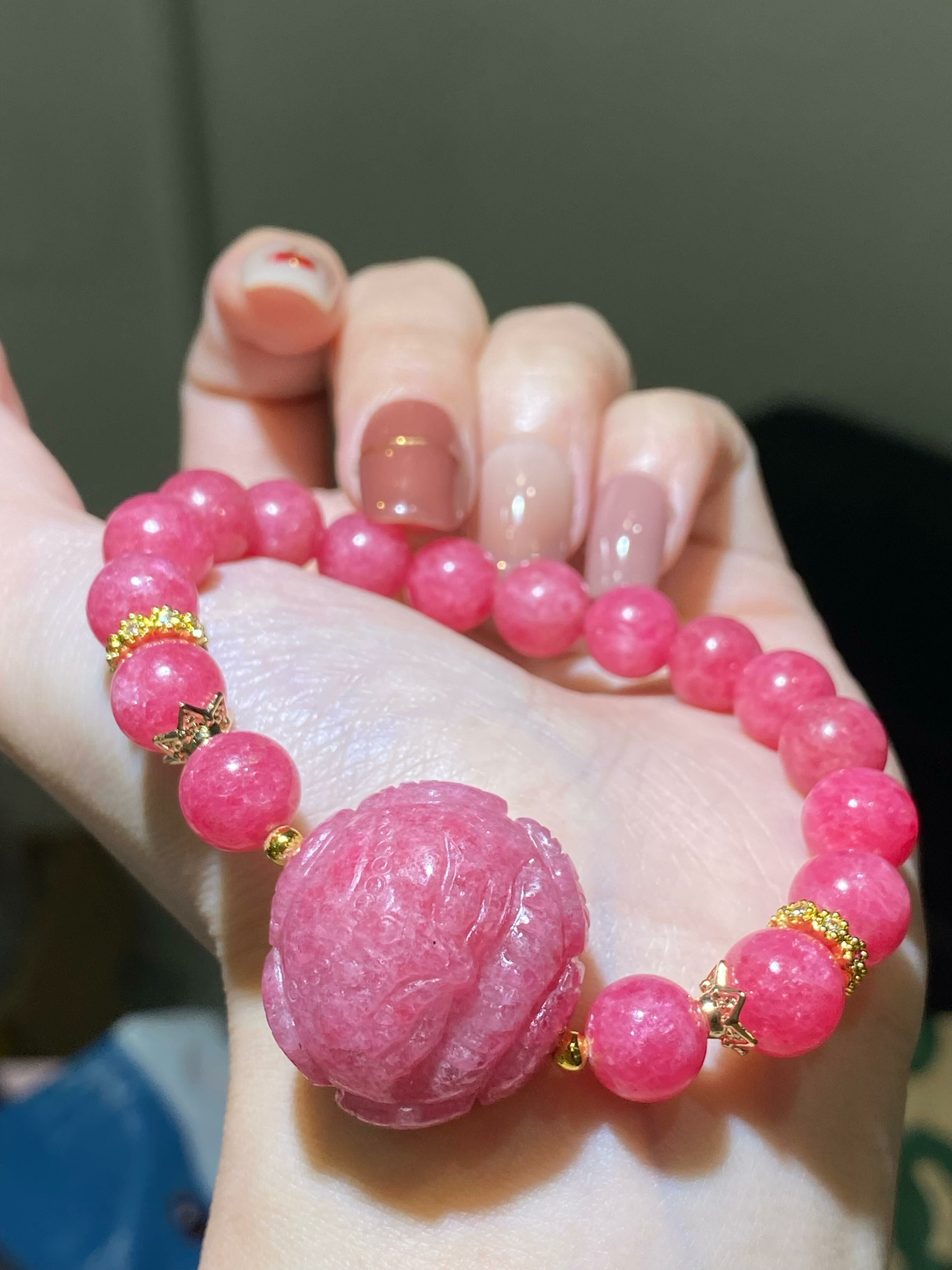 高質薔薇石配荷花狐