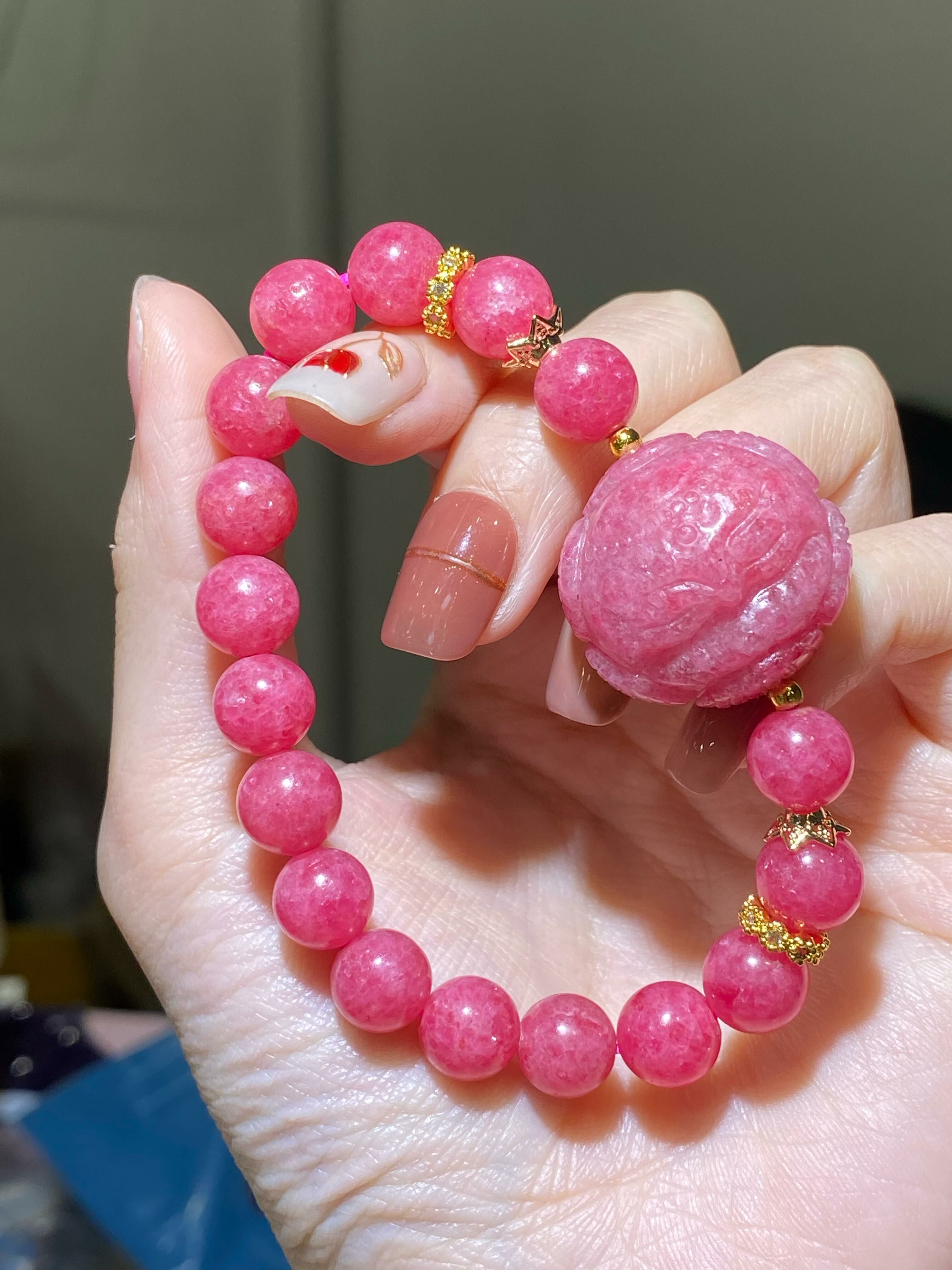 高質薔薇石配荷花狐