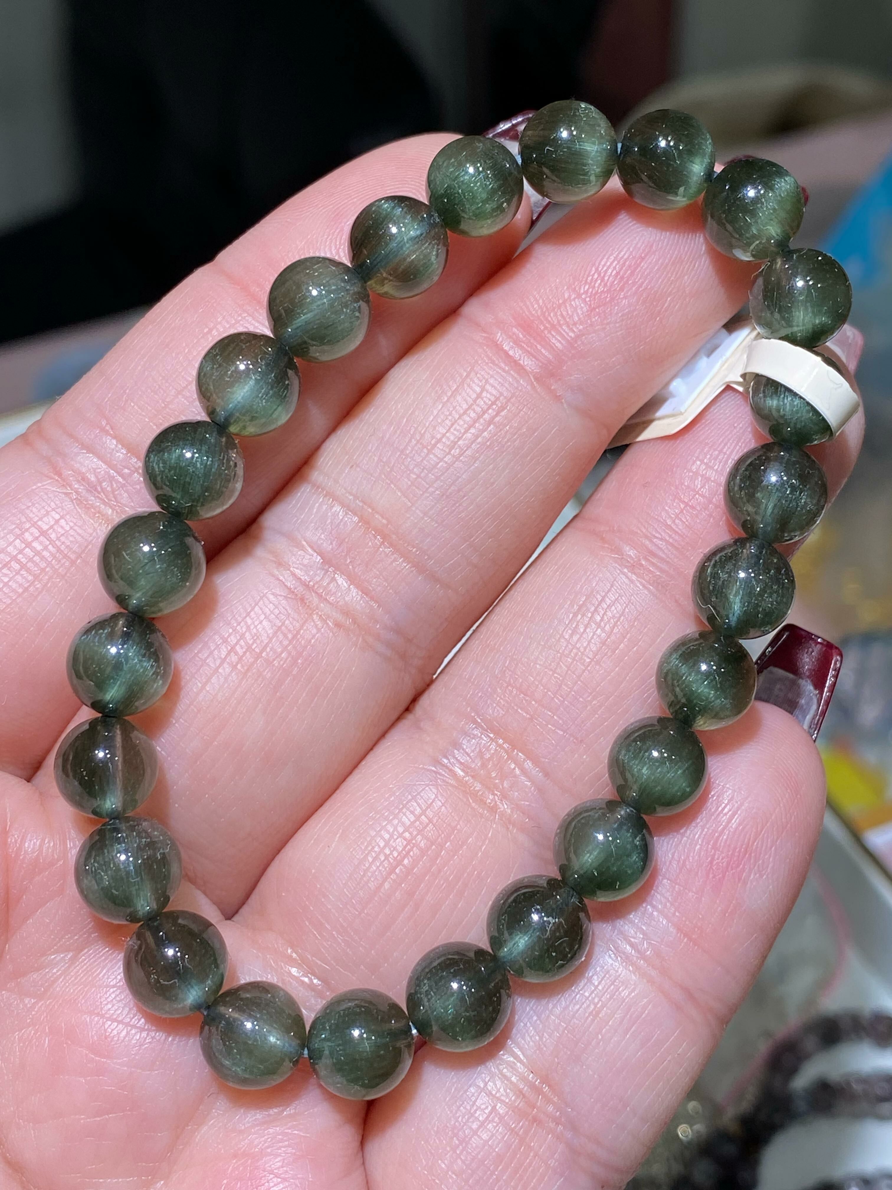 7.3-7.6mm高質順髮貓眼綠髮晶