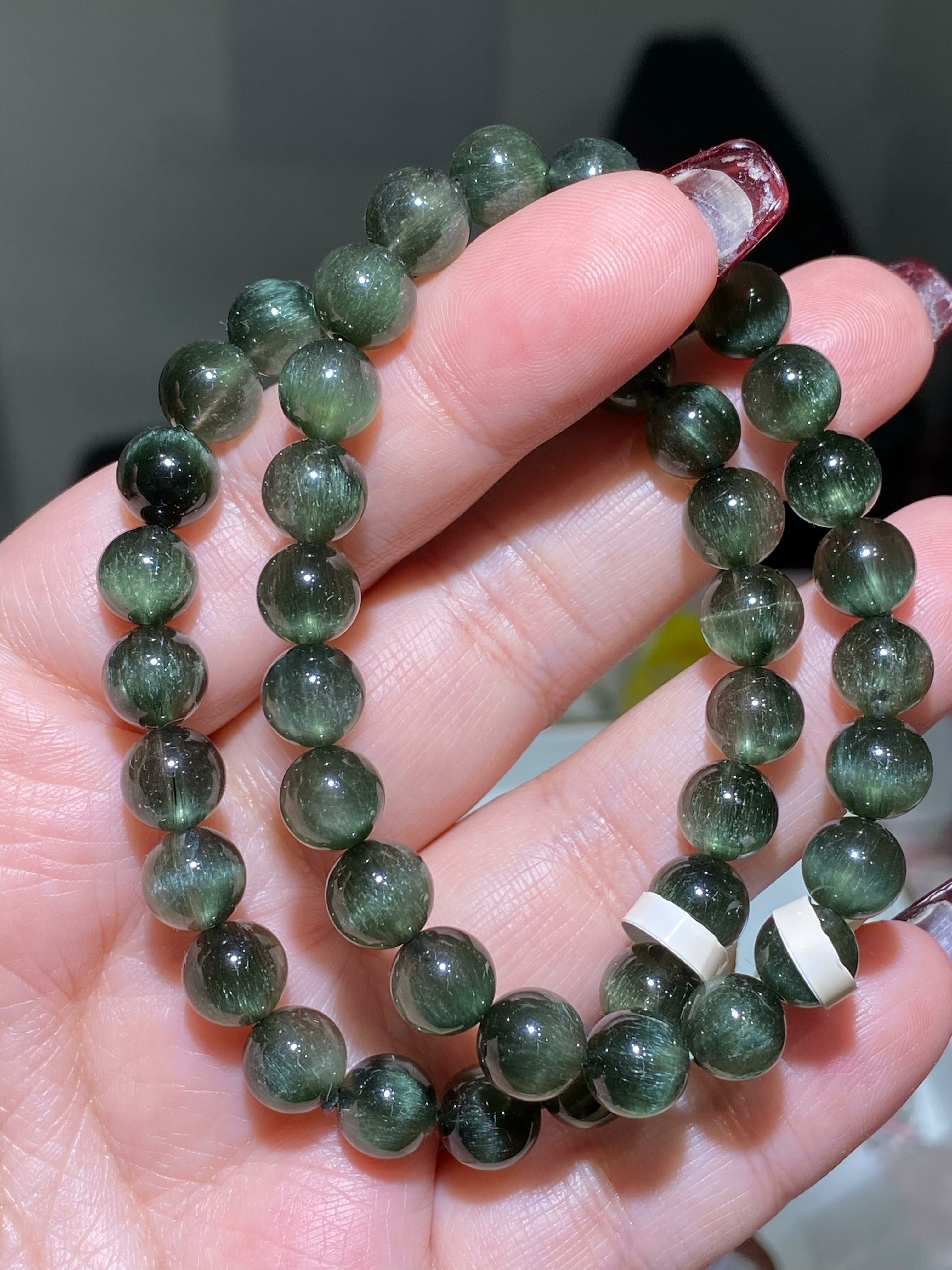 8-8.3mm高質順髮貓眼綠髮晶