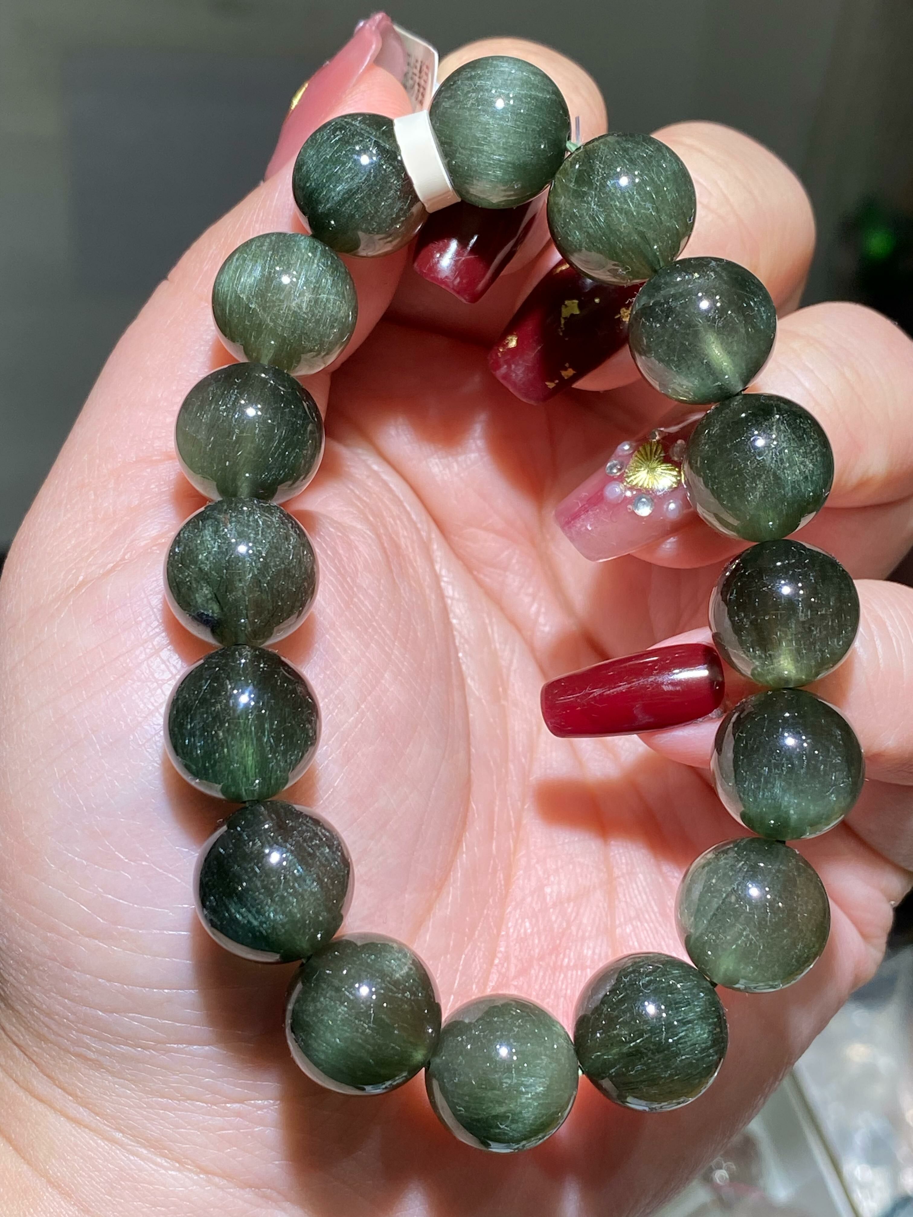 13-13.3mm高質順髮貓眼綠髮晶