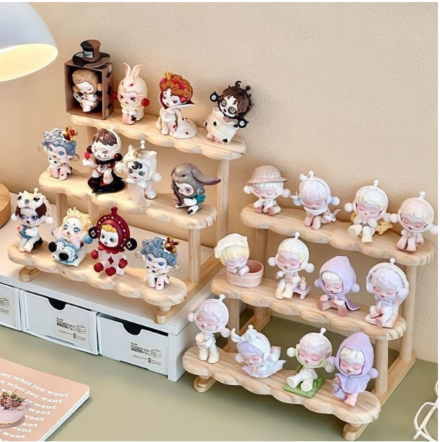 纯实木展示架 乐高玩偶多肉植物阶梯架子 3层 长25.5cm