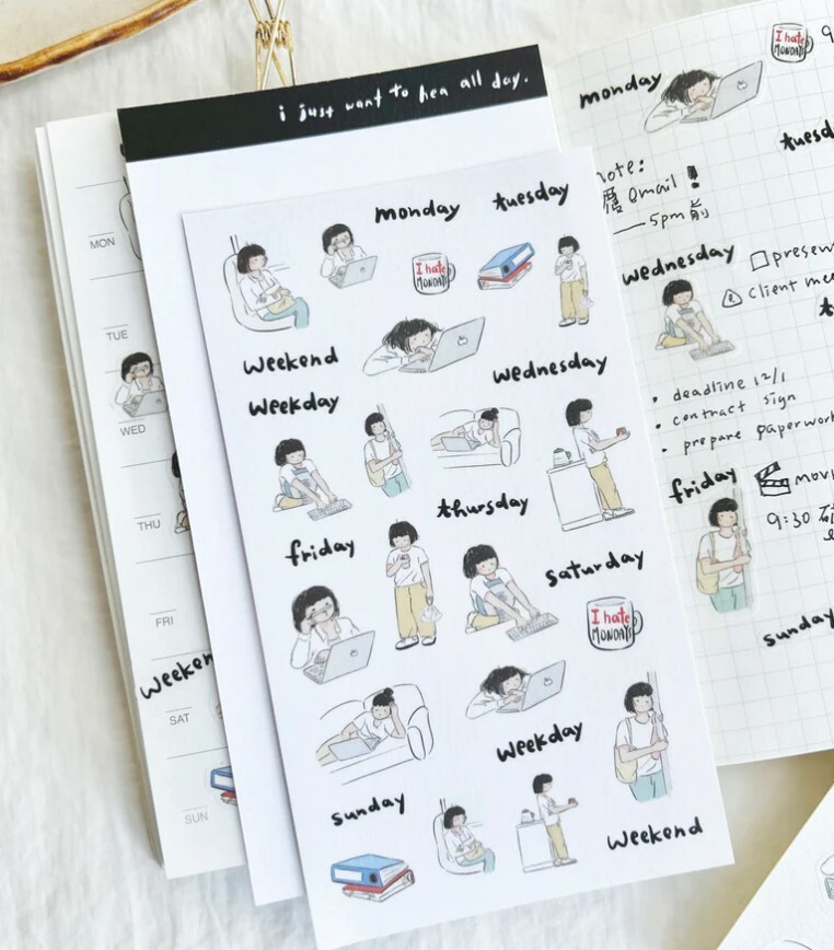 Paper goods by Dorie - Sticker Sheet - Miss Ng Yuk Vol.7 Too Sleepy to Work