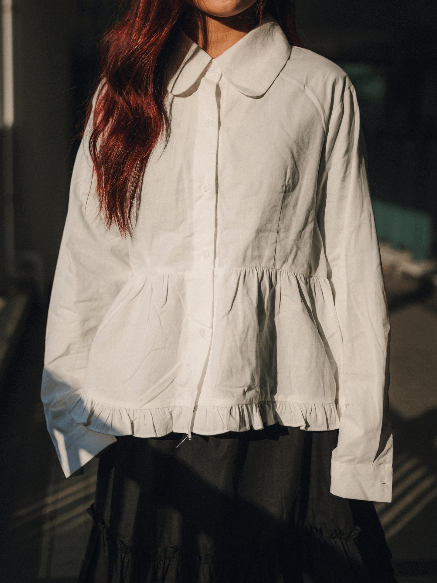 娃娃領皺褶恤衫