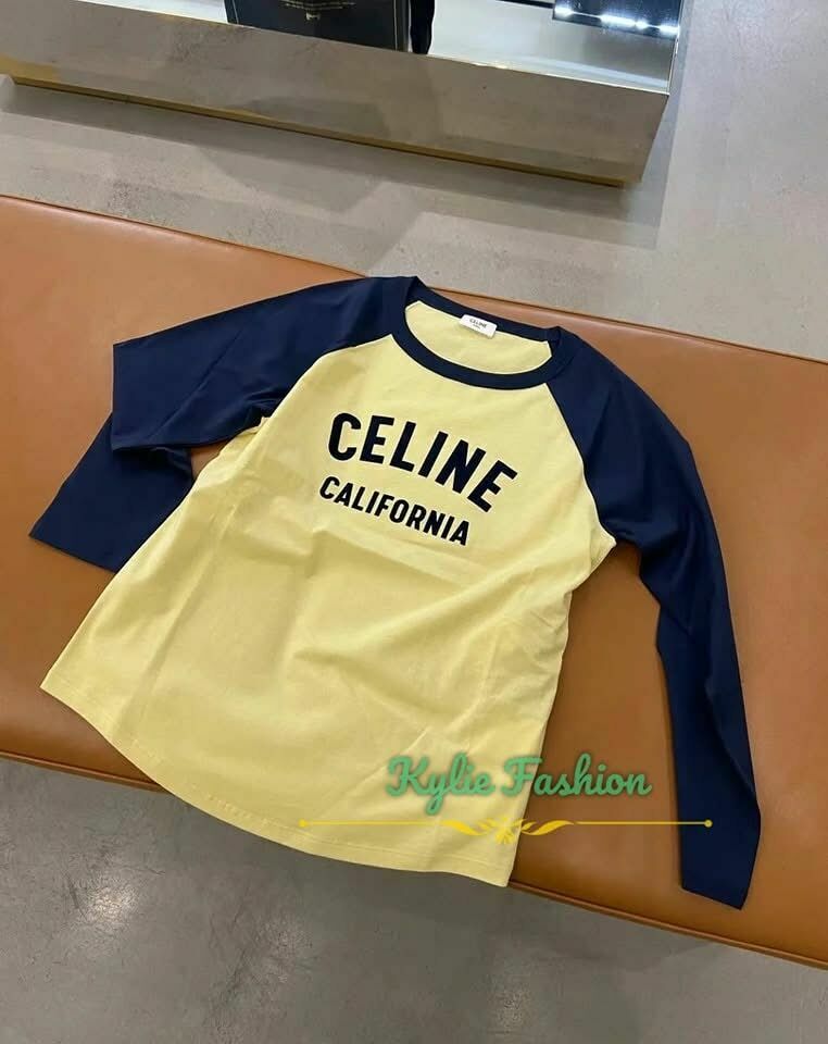 Celine 黃色併深藍字母Tee 女裝.