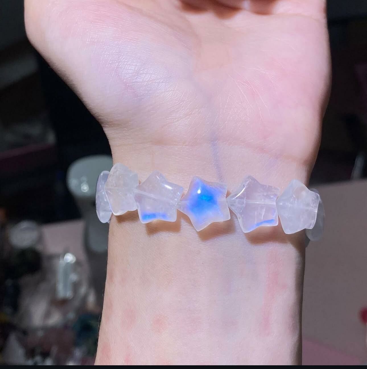 藍光月亮石星星手串