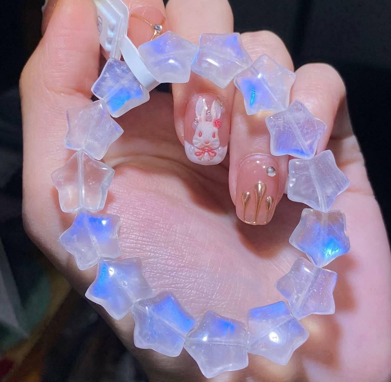 藍光月亮石星星手串