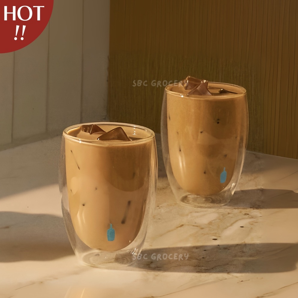 【24H出貨】𝗕𝗹𝘂𝗲 𝗕𝗼𝘁𝘁𝗹𝗲 藍瓶雙層玻璃杯組2入組