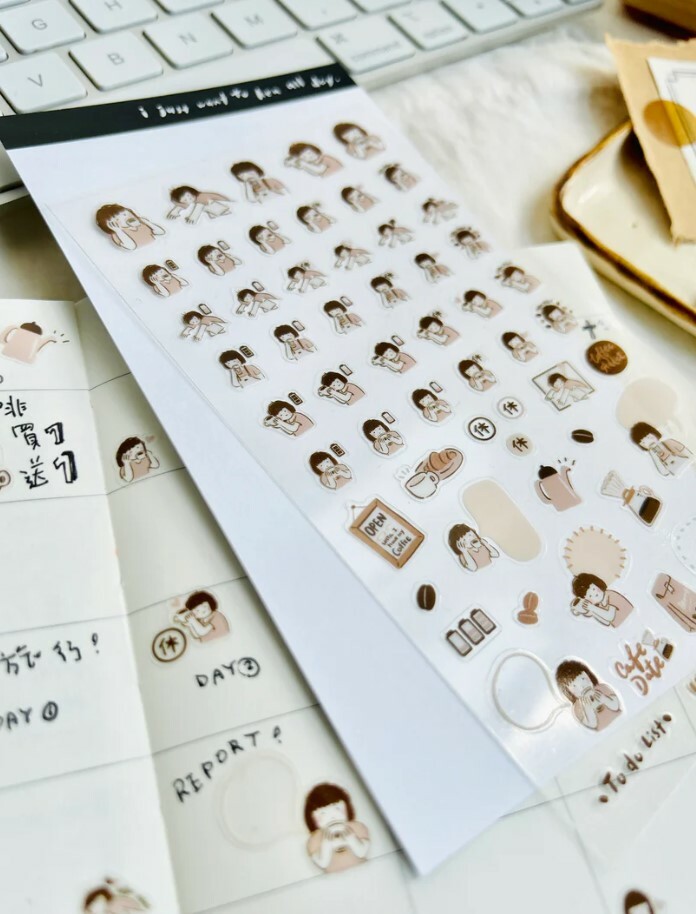 Paper goods by Dorie - Sticker Sheet - Miss Ng Yuk Vol.8 Coffee Addict