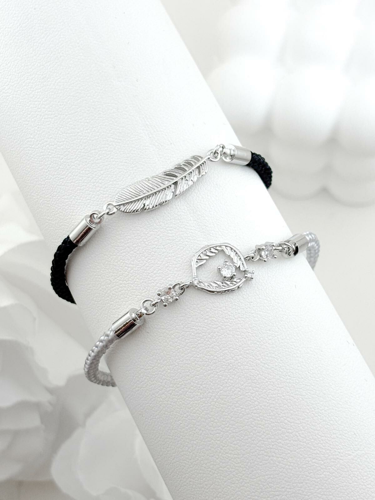 「羽子偕老 💞 」情侶手鏈 | S925純銀或鍍銀 | 免費刻字