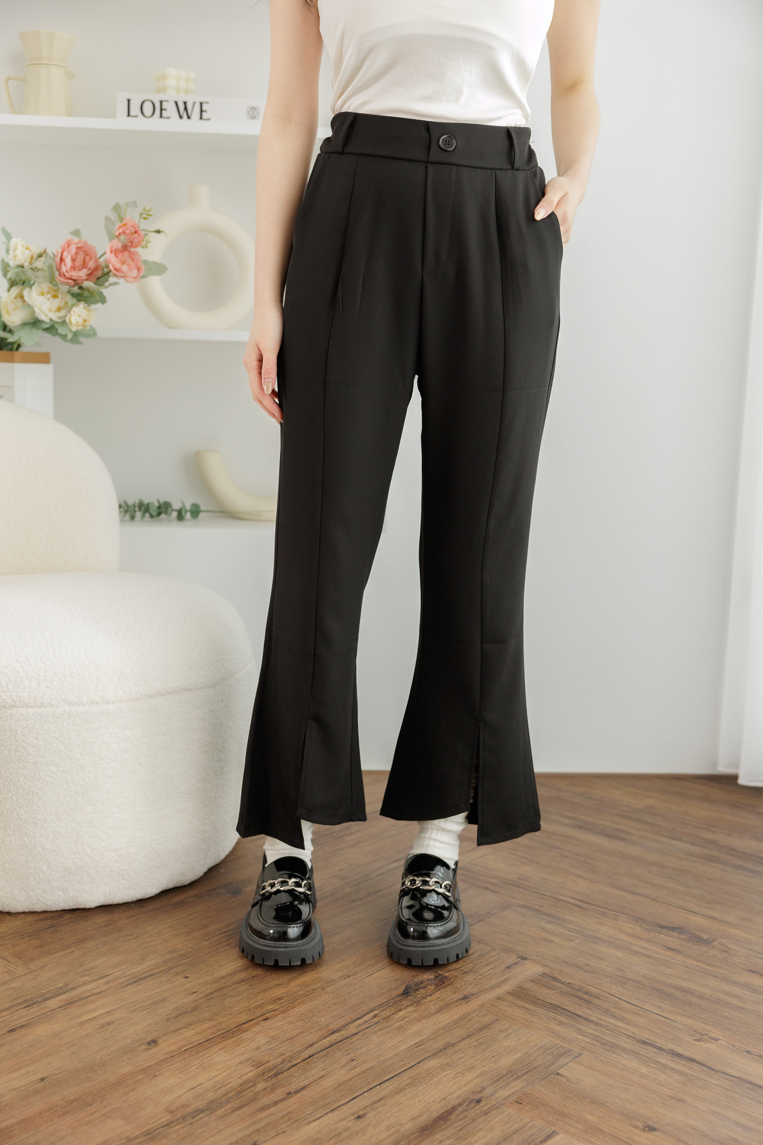 法朵Fado shop｜高腰前開岔微喇叭寬褲 273C065