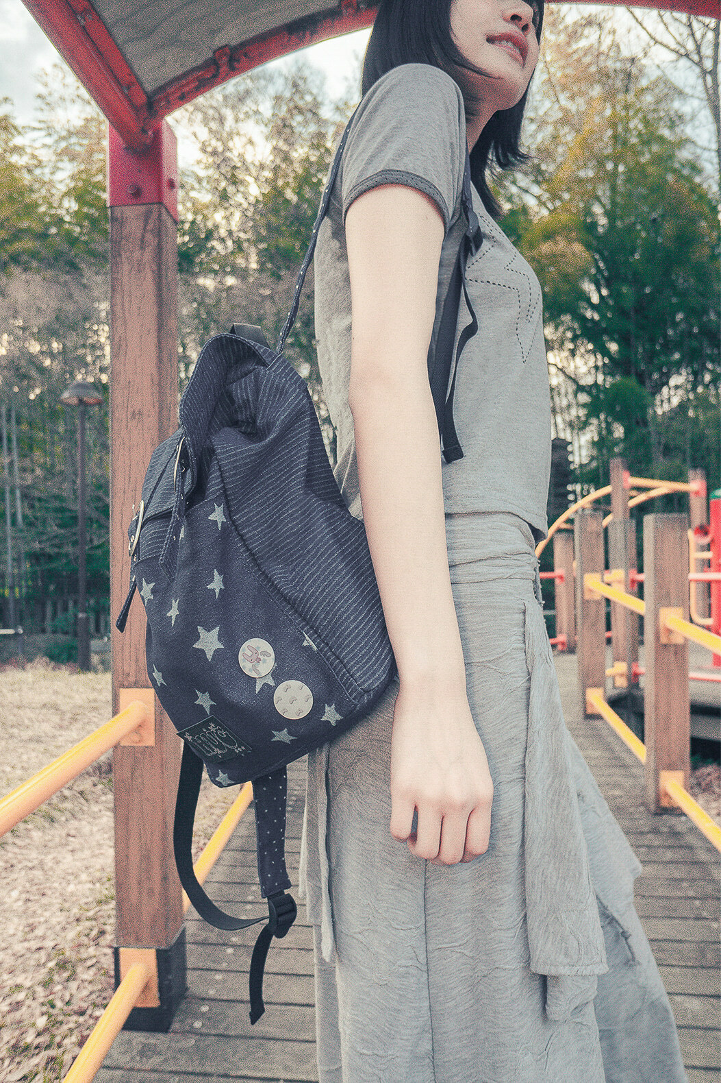 HUG YOUR SKIN) Stardust denim backpack | 2color