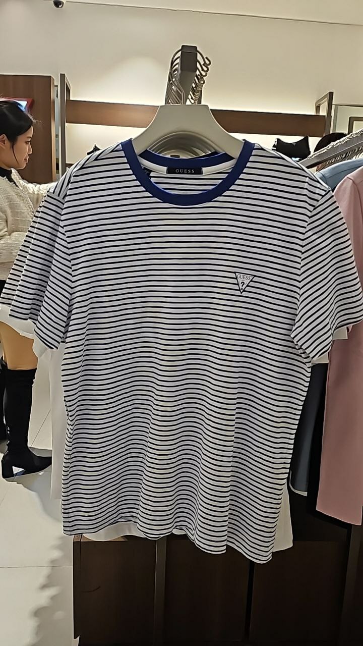 [S] GUESS UNISEX ORIGINAL MINI TRIANGLE SLUB TEE,BLUE, MO2K9481-BLU (SGU674)