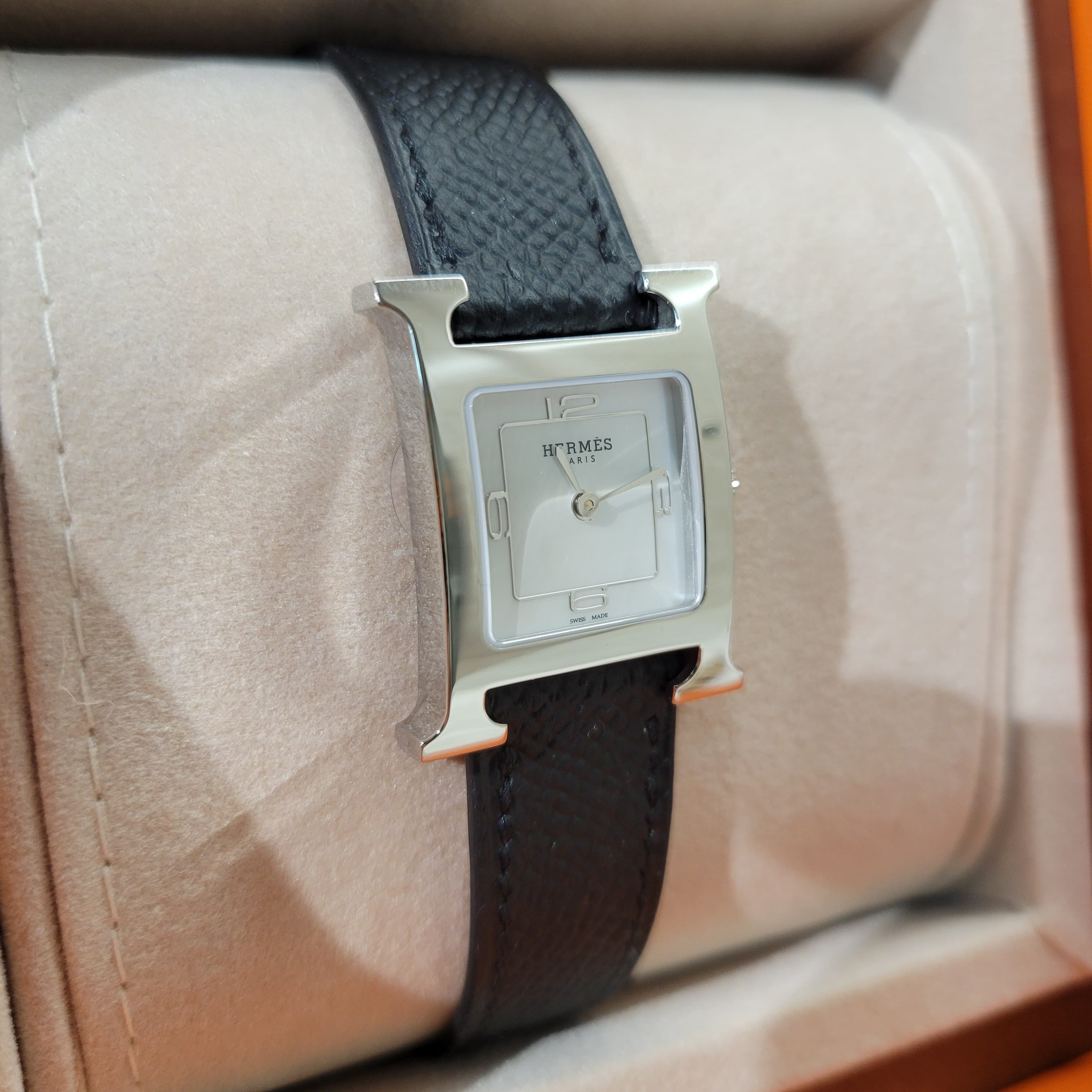 HERMES heure H watch SMALL EPSOM BLACK PHW 黑銀