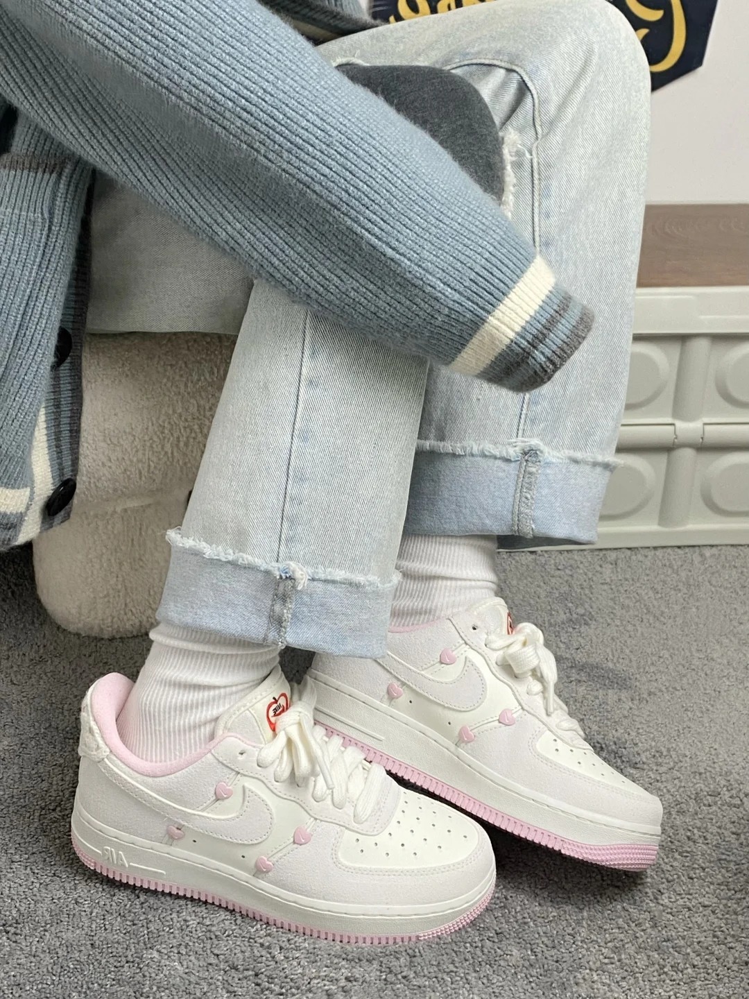 #現貨供應 NIKE AIR FORCE 2025 情人節限定 粉白 愛心 HV5992-111