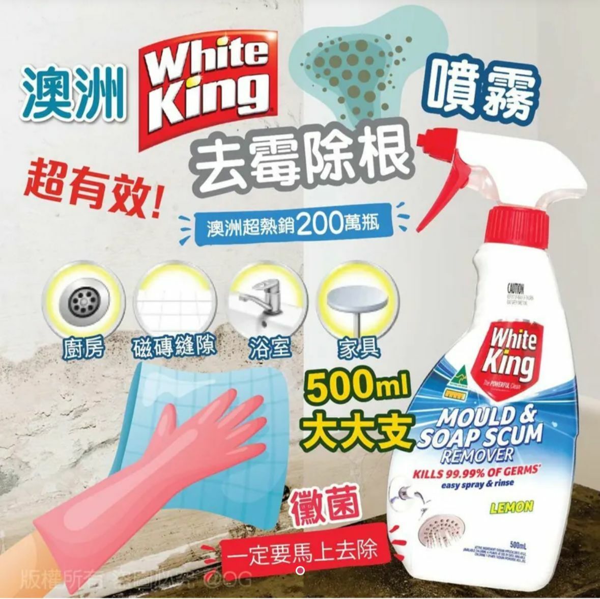 澳洲 White King 去霉除根噴霧