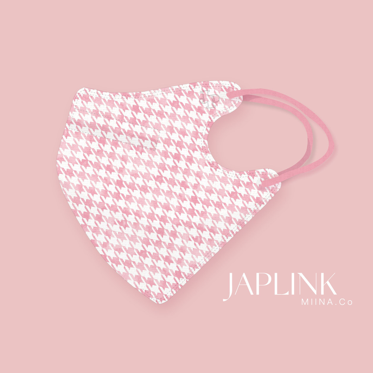 JAPLINK MASK 立體口罩【 HEPA 設計款 】淡粉千鳥