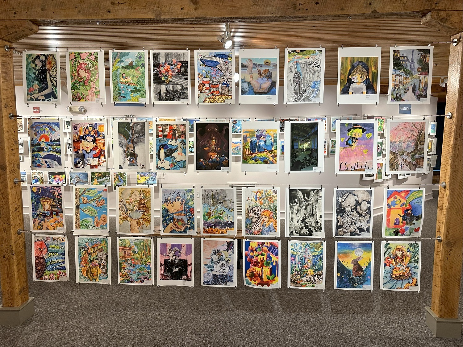 美國國際兒童繪畫比賽展覽作品圖_現場拍攝