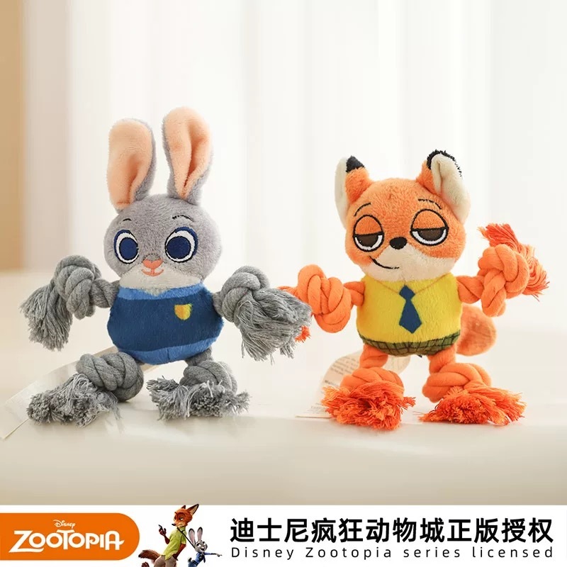 迪士尼疯狂动物城系列 ZOOTOPIA尼克朱迪咬绳玩具