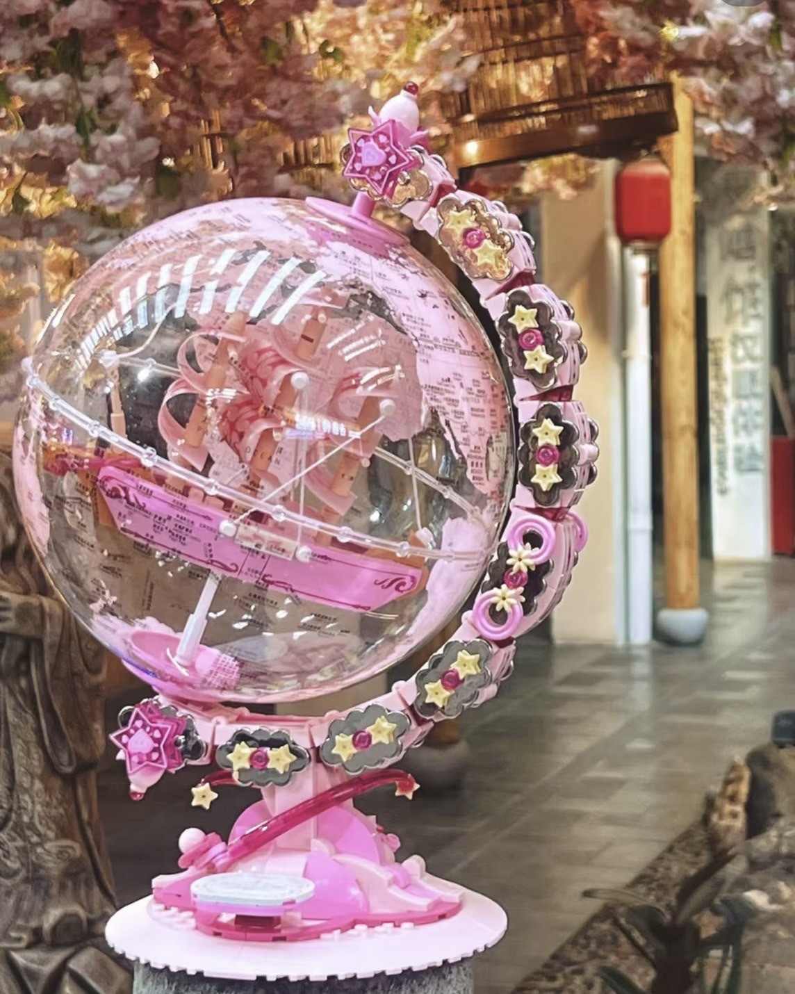 2025 星河漫遊 地球儀 益智 積木 夜燈 粉色 帆船(附贈防塵罩)