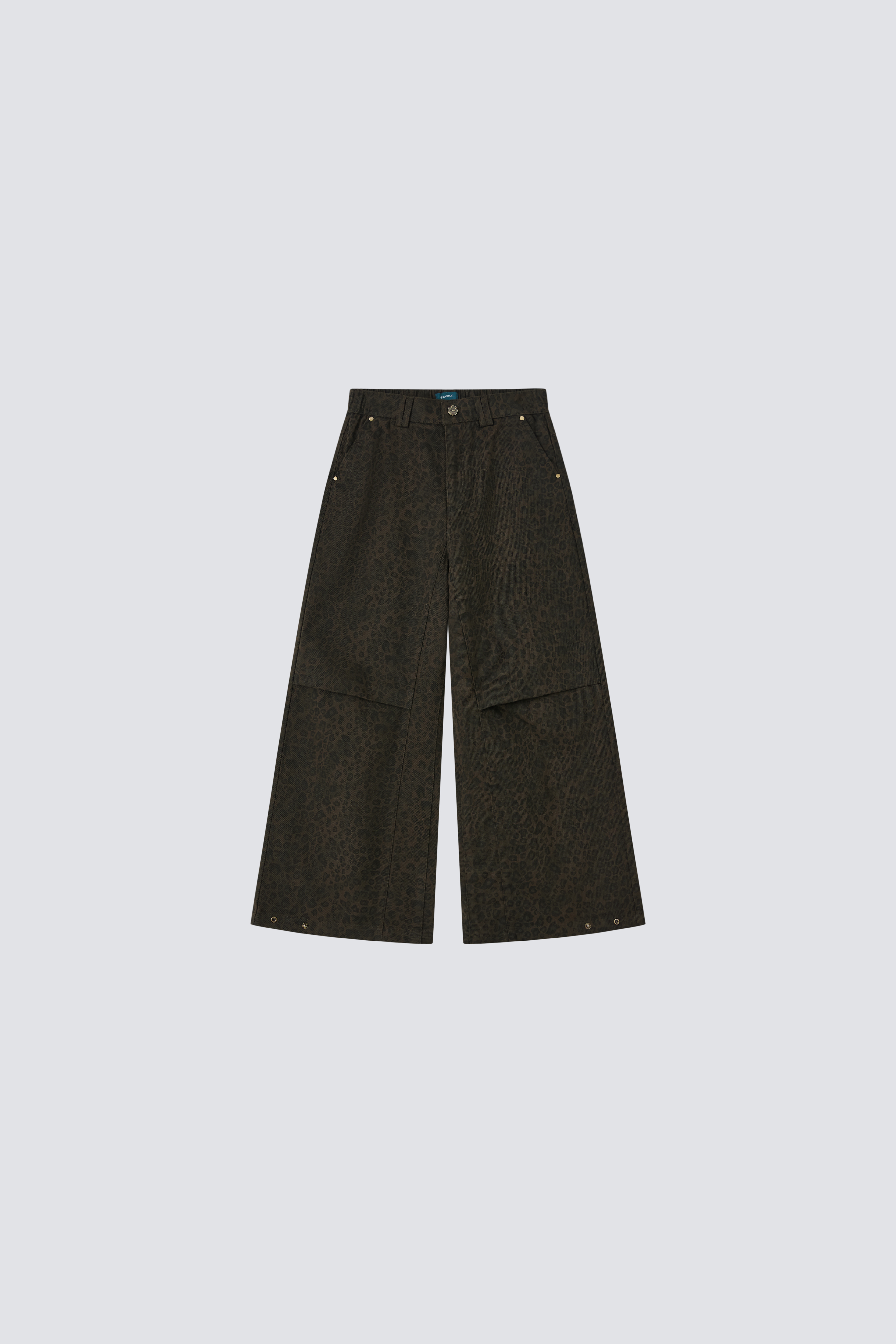 Leopard Print Studded Cargo Wide-Leg Pants｜Brown｜Hong Kong Original Design