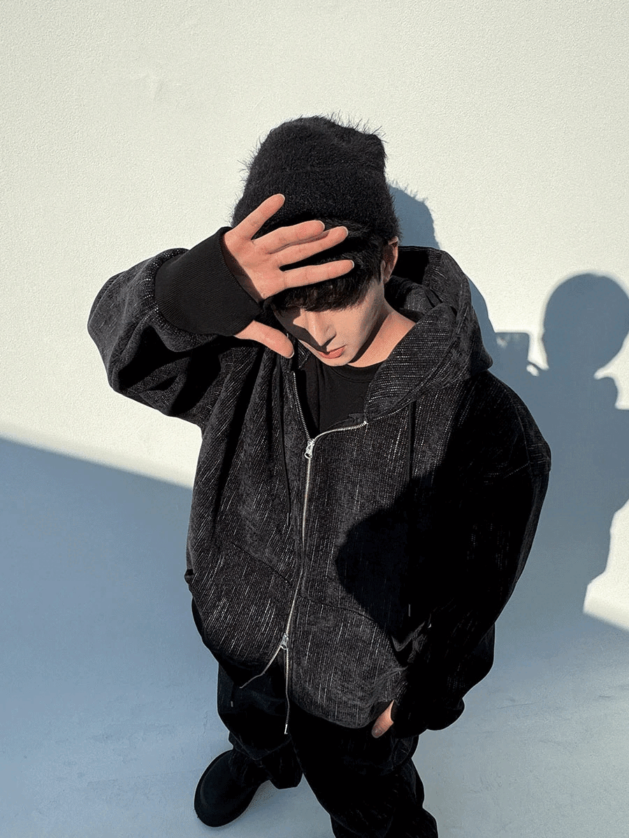 Dets天鵝絨連帽拉鍊衫