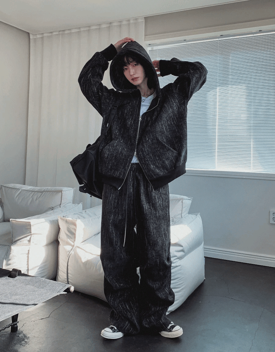 Dets條紋側褶休閒褲