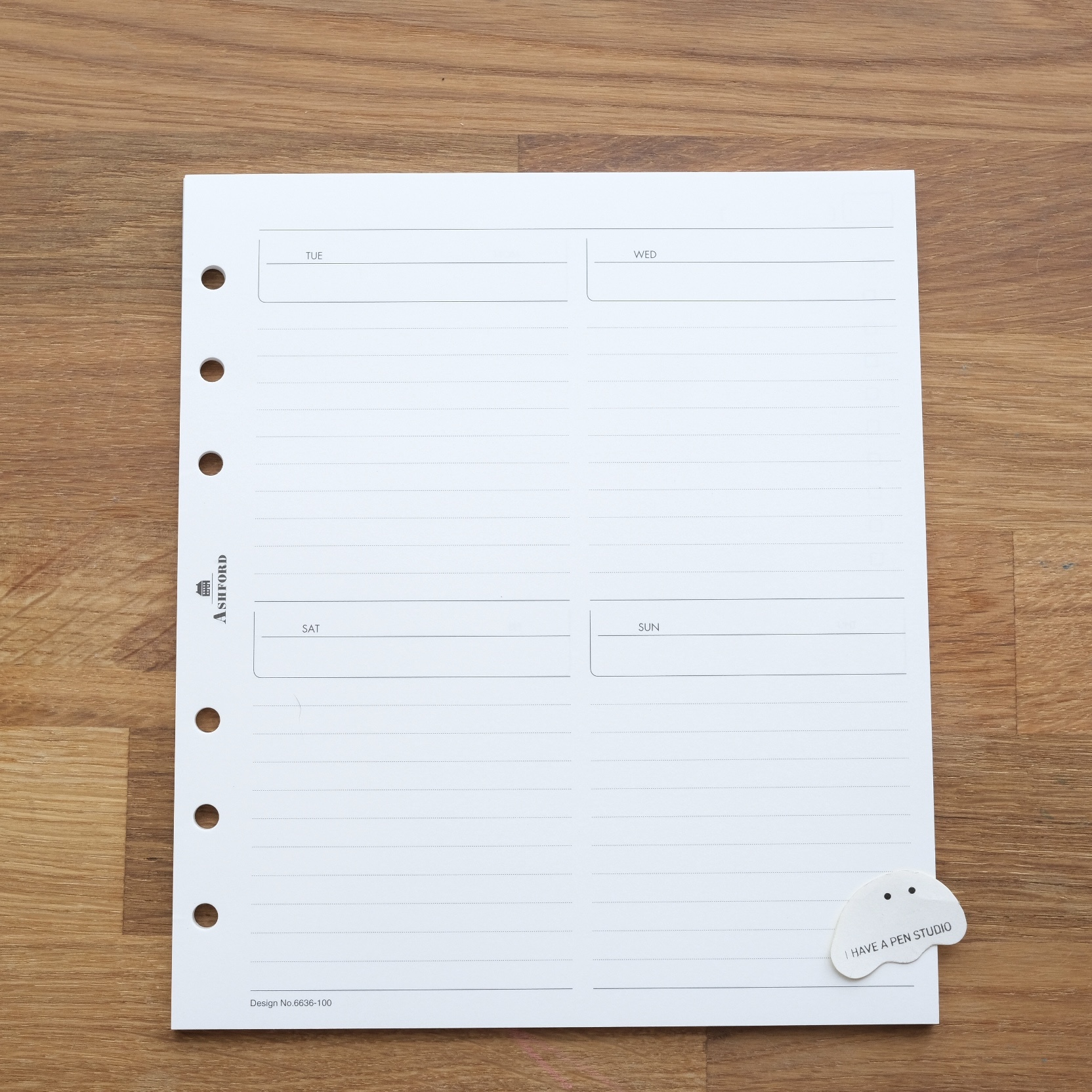 HBWA5 一週兩頁 8分格橫線 無日期｜ASHFORD 日本