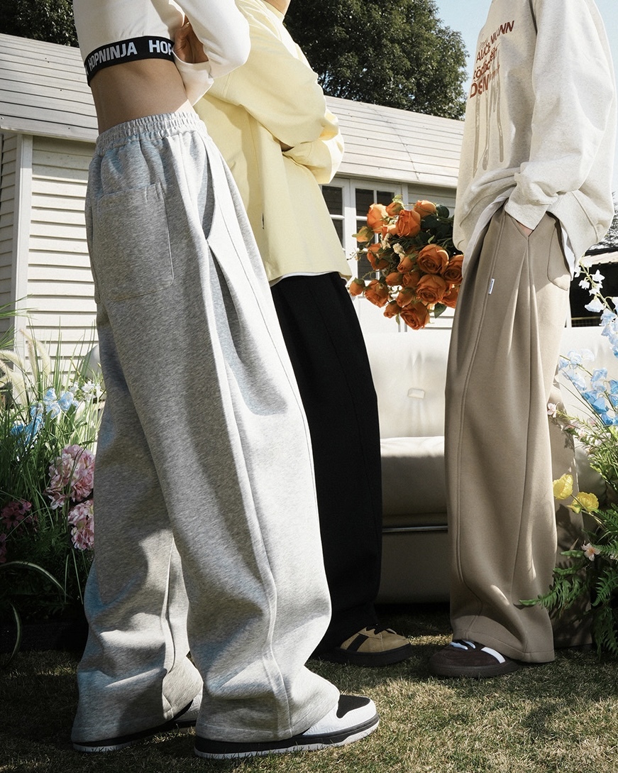 LEMANISM 純色拼接 垂墜感 棉褲