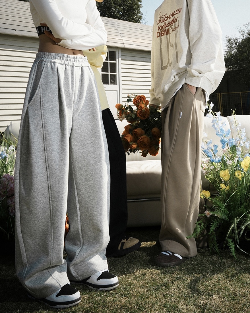 LEMANISM 純色拼接 垂墜感 棉褲