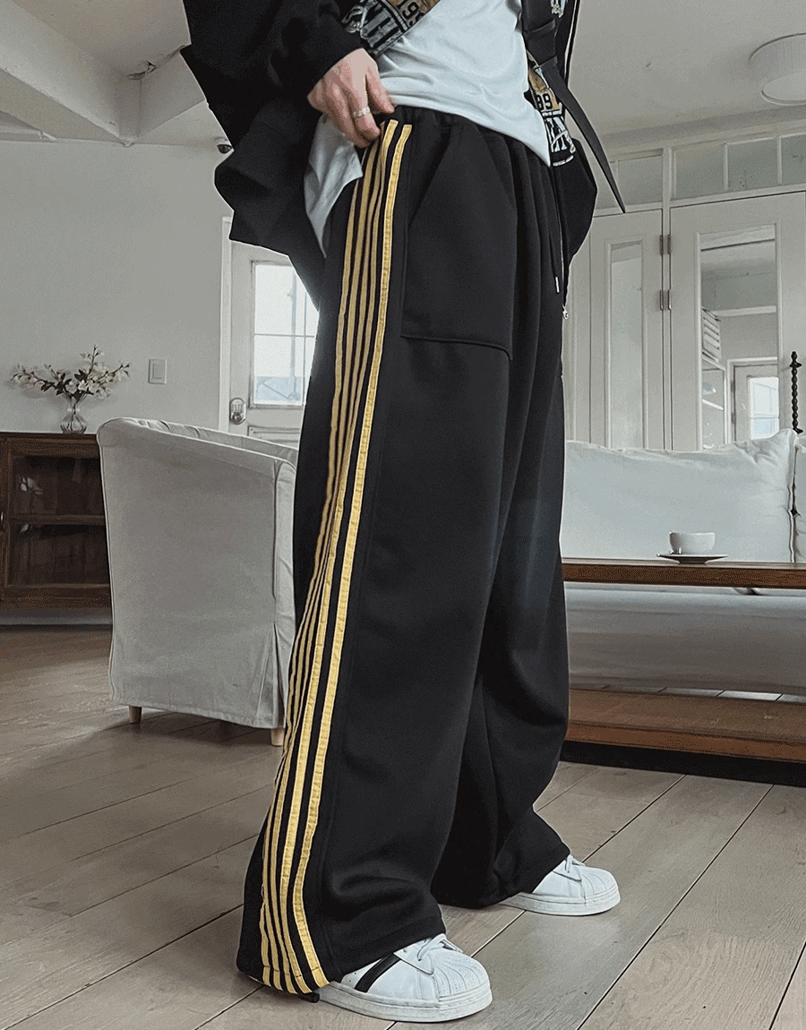 五條紋寬鬆氣球運動褲