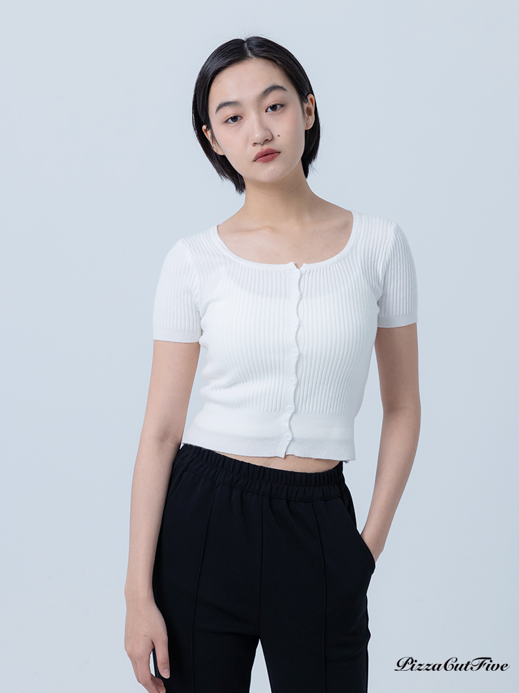 [SALE]U領短袖針織上衣/外套 PizzaCutFive PCF252404008