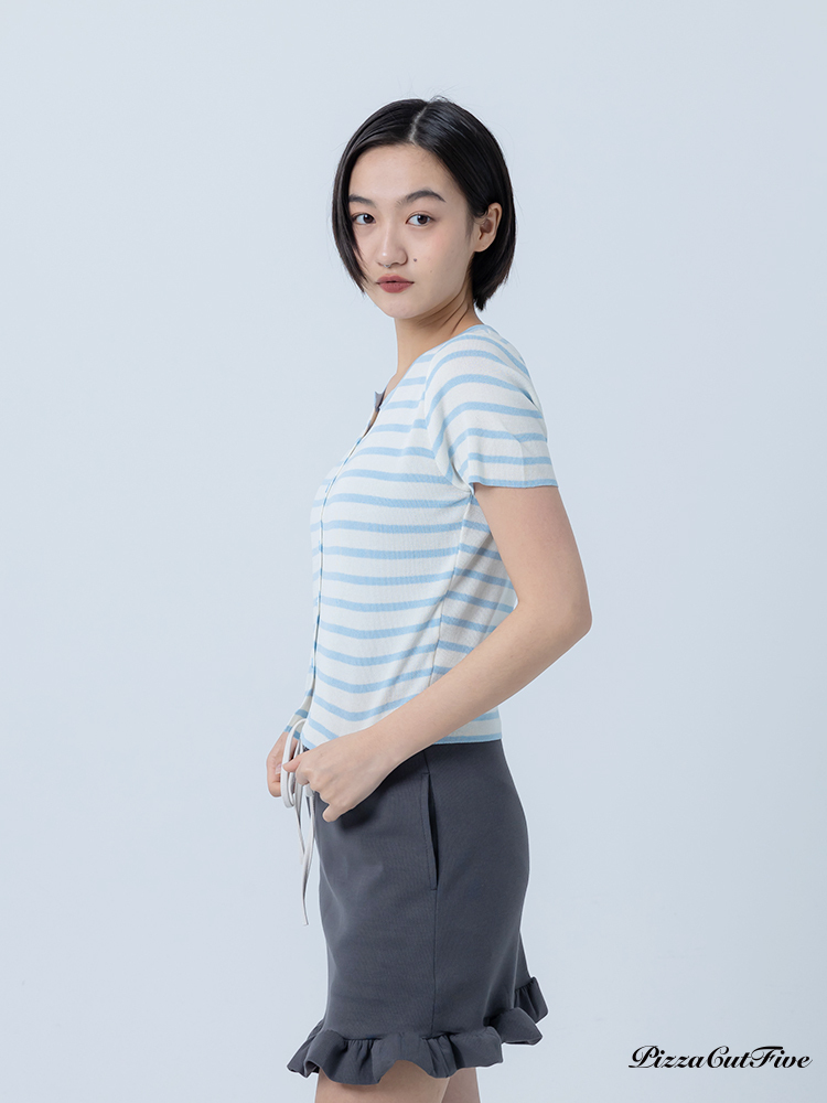 [SALE]條紋短袖針織上衣/外套 PizzaCutFive PCF252404004