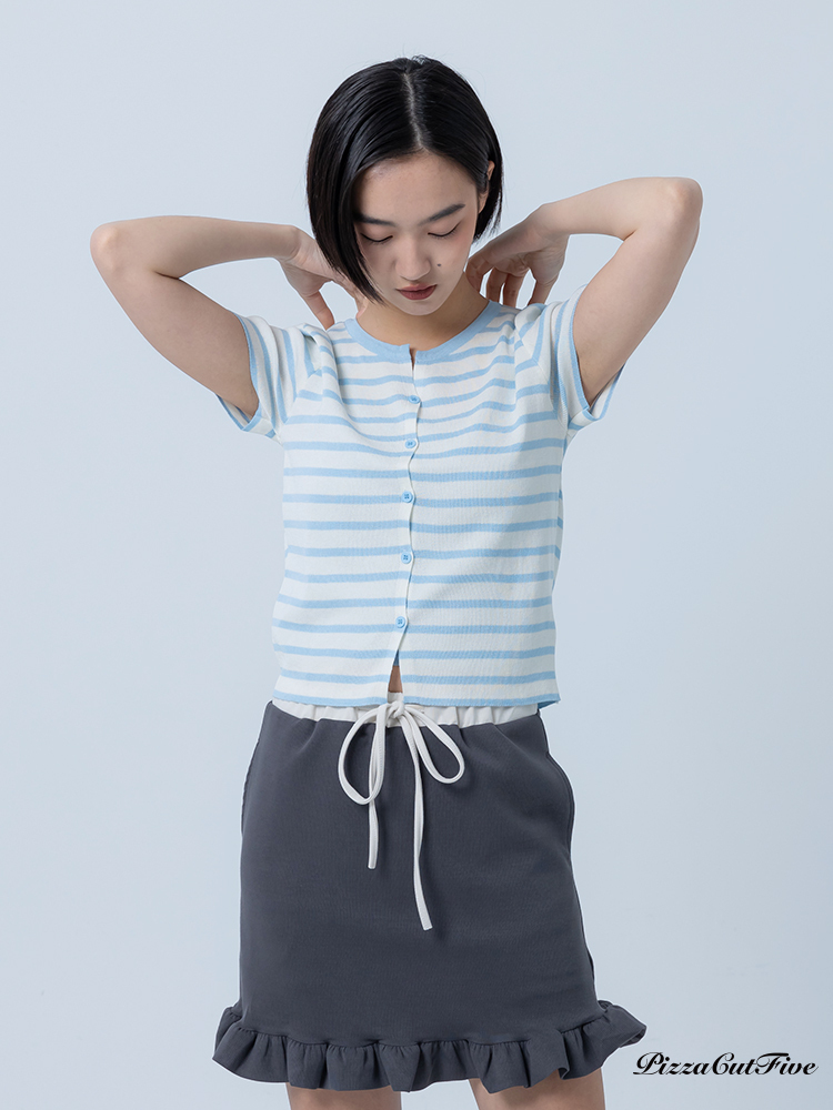 [SALE]條紋短袖針織上衣/外套 PizzaCutFive PCF252404004