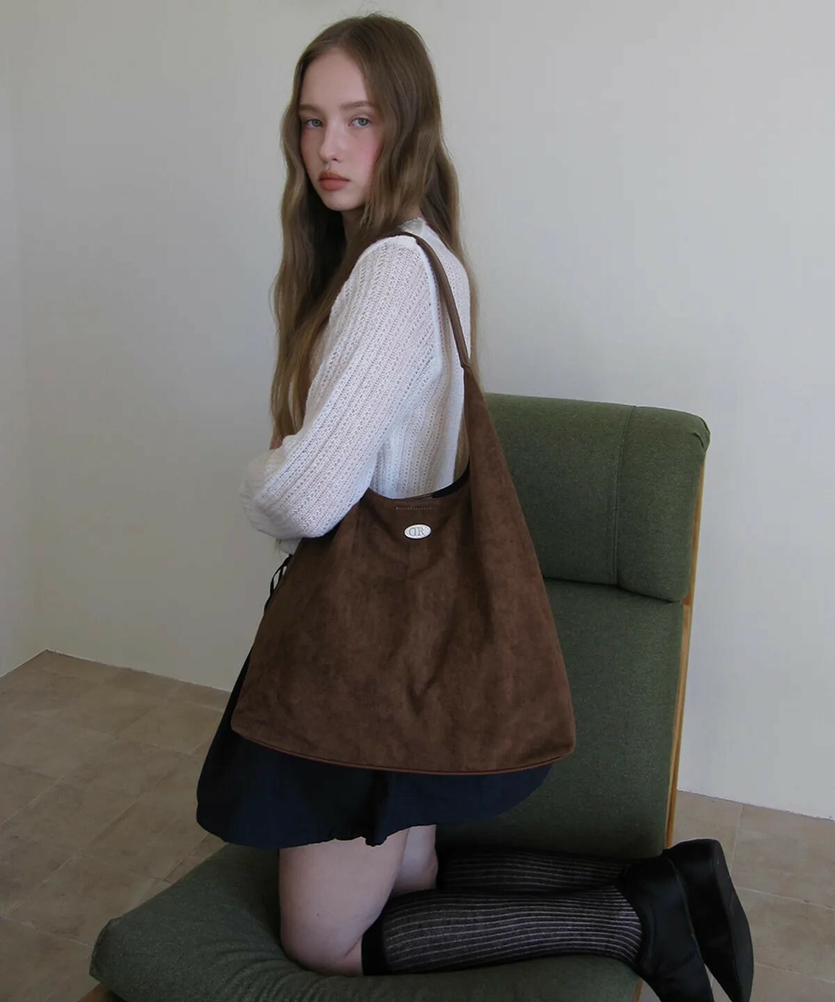 Dumaro - Merci Suede Shoulder Bag (Dark Brown)