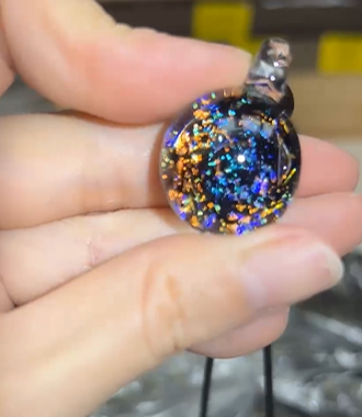 260116-A32 雍宮香灰琉璃星空頸鏈 （金色x藍色 - 招財健康）送布袋 (3月頭到貨只限尖沙咀門店自取）