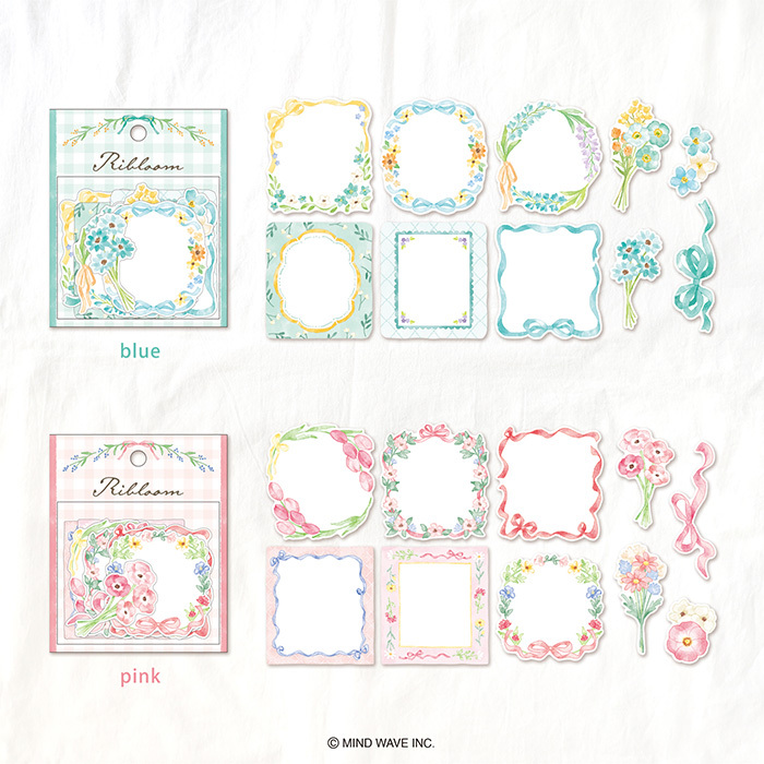 RIBLOOM系列 花圈貼紙包 可書寫memo貼紙｜日本Mind Wave