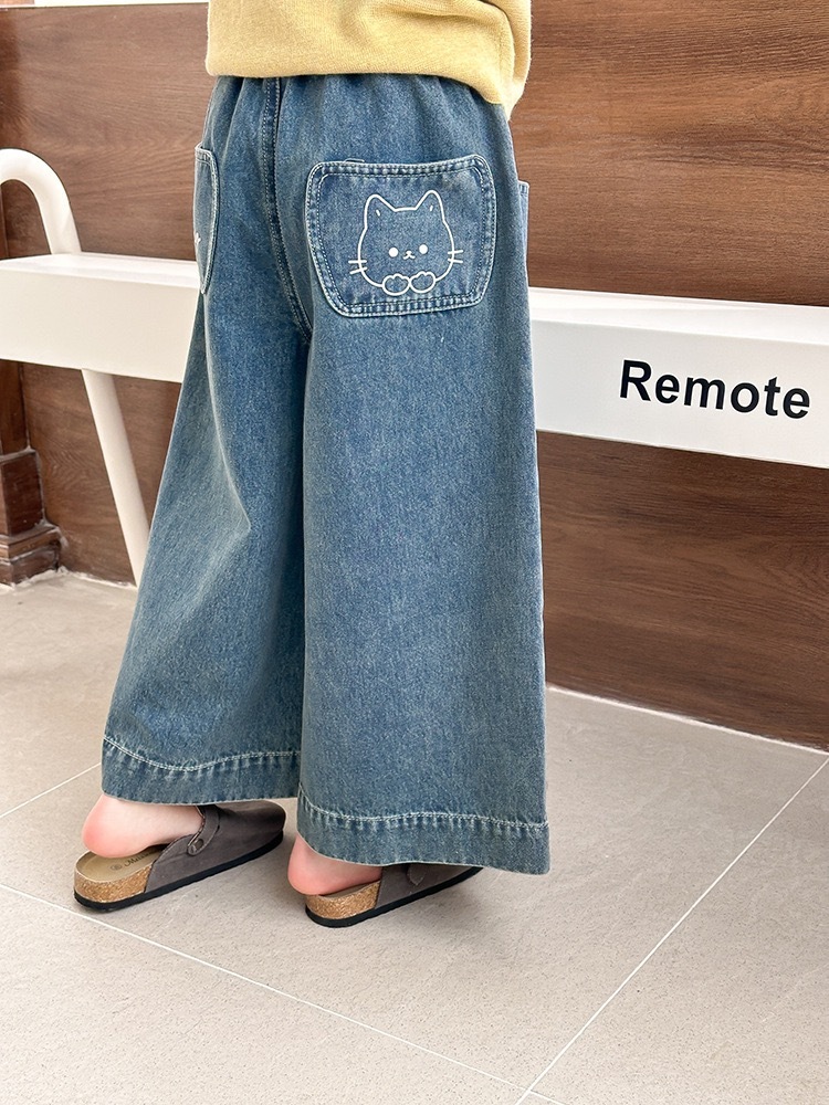 小貓牛仔寬褲