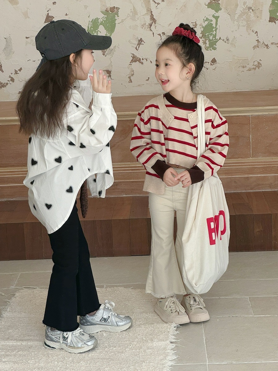 兩色不修邊合身喇叭褲