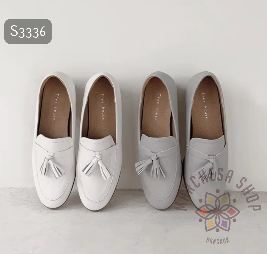 S3336- 全真皮小羊皮英倫流蘚圓頭低踭鞋