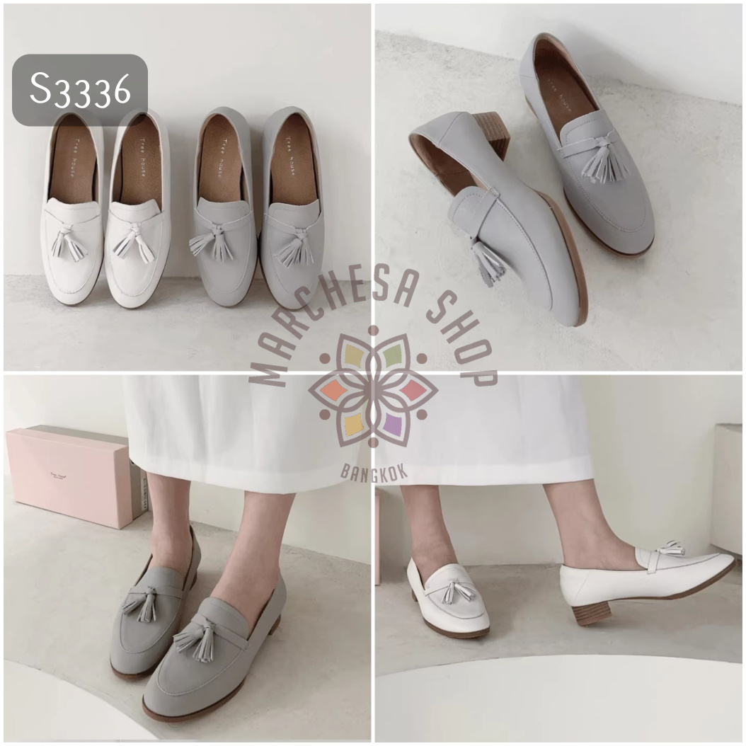 S3336- 全真皮小羊皮英倫流蘚圓頭低踭鞋