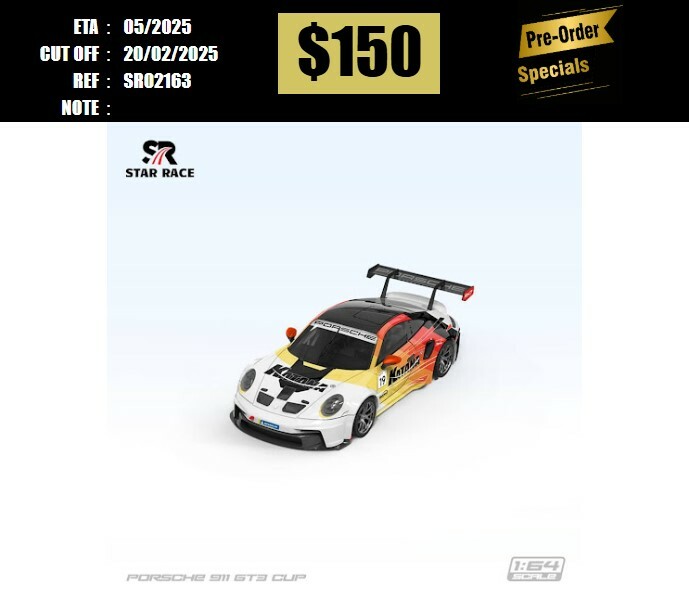 PO-$150 * STAR RACE * 1:64 PORSCHE 911 GT3 CUP(992) WHITE KATANA [OD16/02]