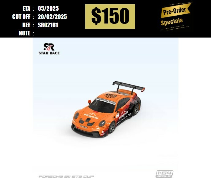 PO-$150 * STAR RACE * 1:64 PORSCHE 911 GT3 CUP(992) ORANGE PATAGONIA  [OD16/02]