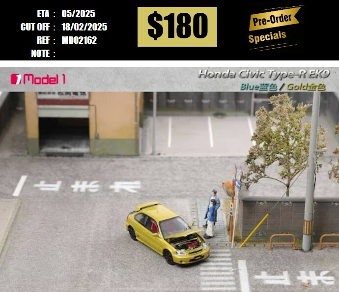 PO-$180 * MODEL 1 * 1:64 HONDA CIVIC TYPE R EK9 GOLD [OD16/02]