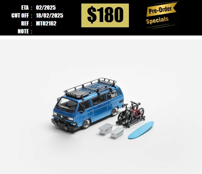 PO-$180 * MORTAL * 1:64 VOLKSWAGEN TYPE 2 T3 CARRERA BUS B32 TRANSPARENT BLUE [OD16/02]