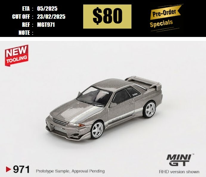 PO-$80  * MINI GT * 1:64 #971 Nissan Skyline GT-R (R32) Veilside Combat C-I Veilside Combat Grey RHD [OD16/02]